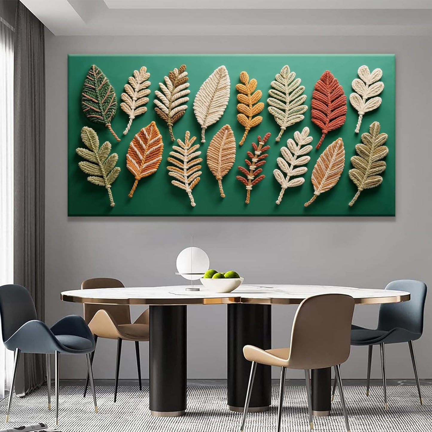 Tsomzxng Large Boho Wall Art For Living Room Green Bohemian Feather Wall Art Modern Canvas Art Wall Decor 29" X 58" Painting Abstract Wall Art Print Picture For Bedroom Office Home Decoration