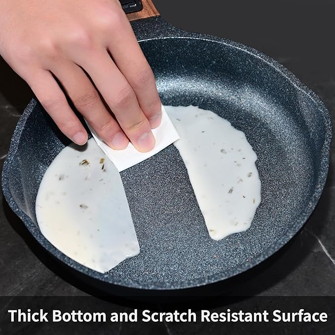 8 Inch Smart Nonstick Frying Pan with Removable Handle, Cast Aluminum and Anti-Scratch Omelette Pan, Compatible with All Stovetops, Dishwasher and Oven Safe