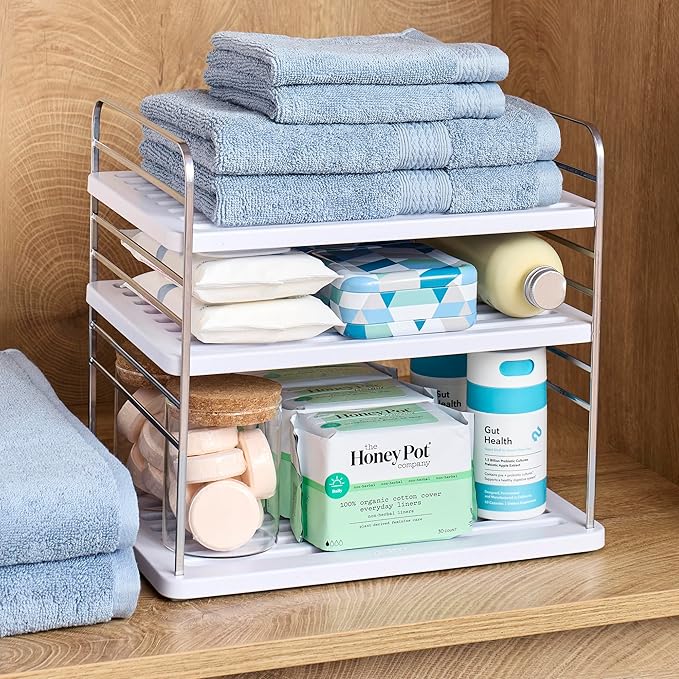 YouCopia UpSpace Cabinet Box Organizer, Adjustable Kitchen Pantry Shelf for Plastic Wrap and Foil Storage, Large Premium Edition