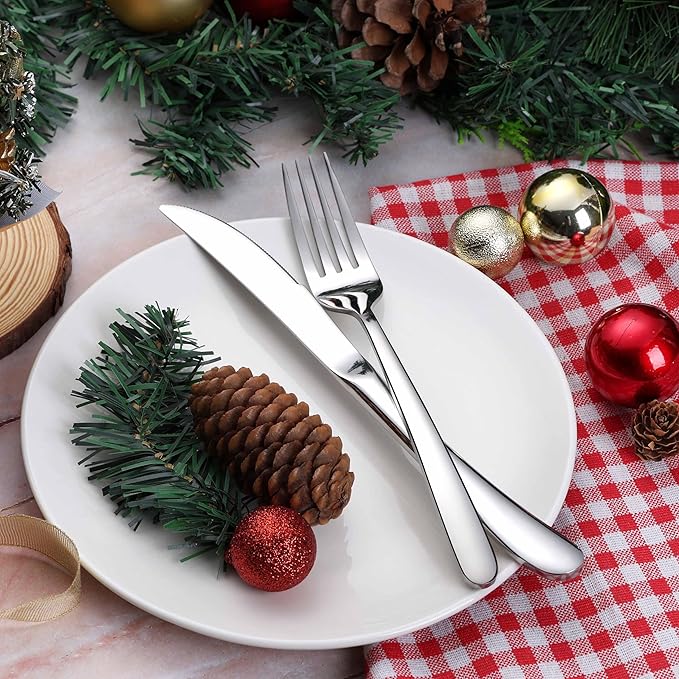 Onader 60 Piece Heavy Duty Silverware Cutlery Set for 12, Stainless Steel Flatware Set