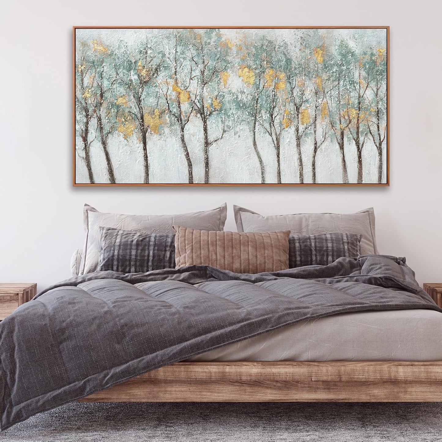 Wall Decor Green Canvas Wall Art Embellishments Plant Forest Abstract Tree Modern Artwork For Living Room Modern Canvas Prints Pictures Wall Artwork For Bedroom Home Hotel Office Decoration 30x60 Inch