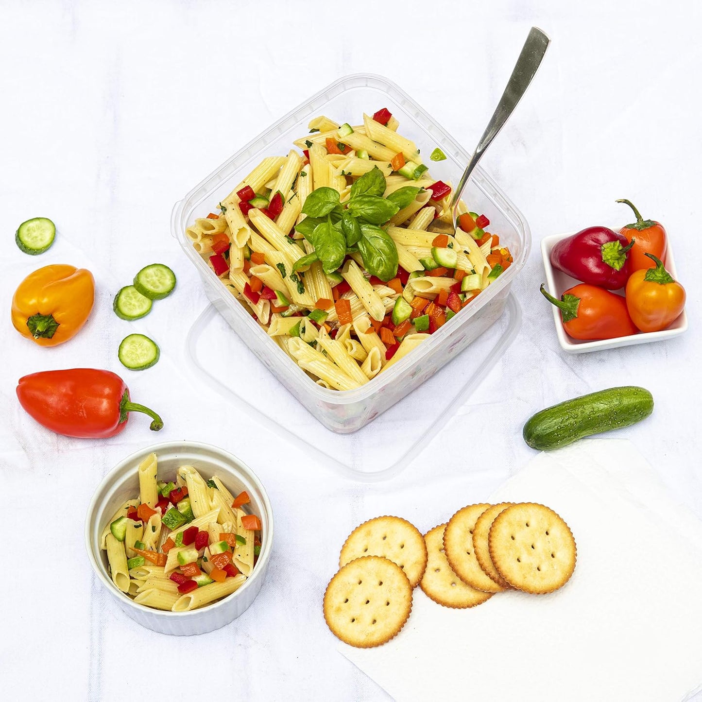 NYHI 32 oz 20 Pack Square Clear Deli Containers with Lids Disposable BPA Free Square Plastic Food Storage Containers with Lids Airtight for Meal Prep Take Out Kitchen