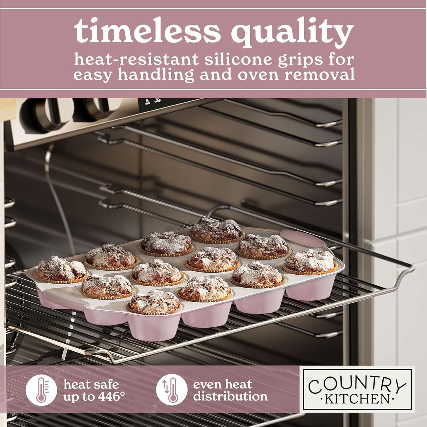 Country Kitchen Nonstick Stackable Bakeware Set - Durable, Easy Release Baking Set- 22 Pc. Includes Silicone Muffin Cups