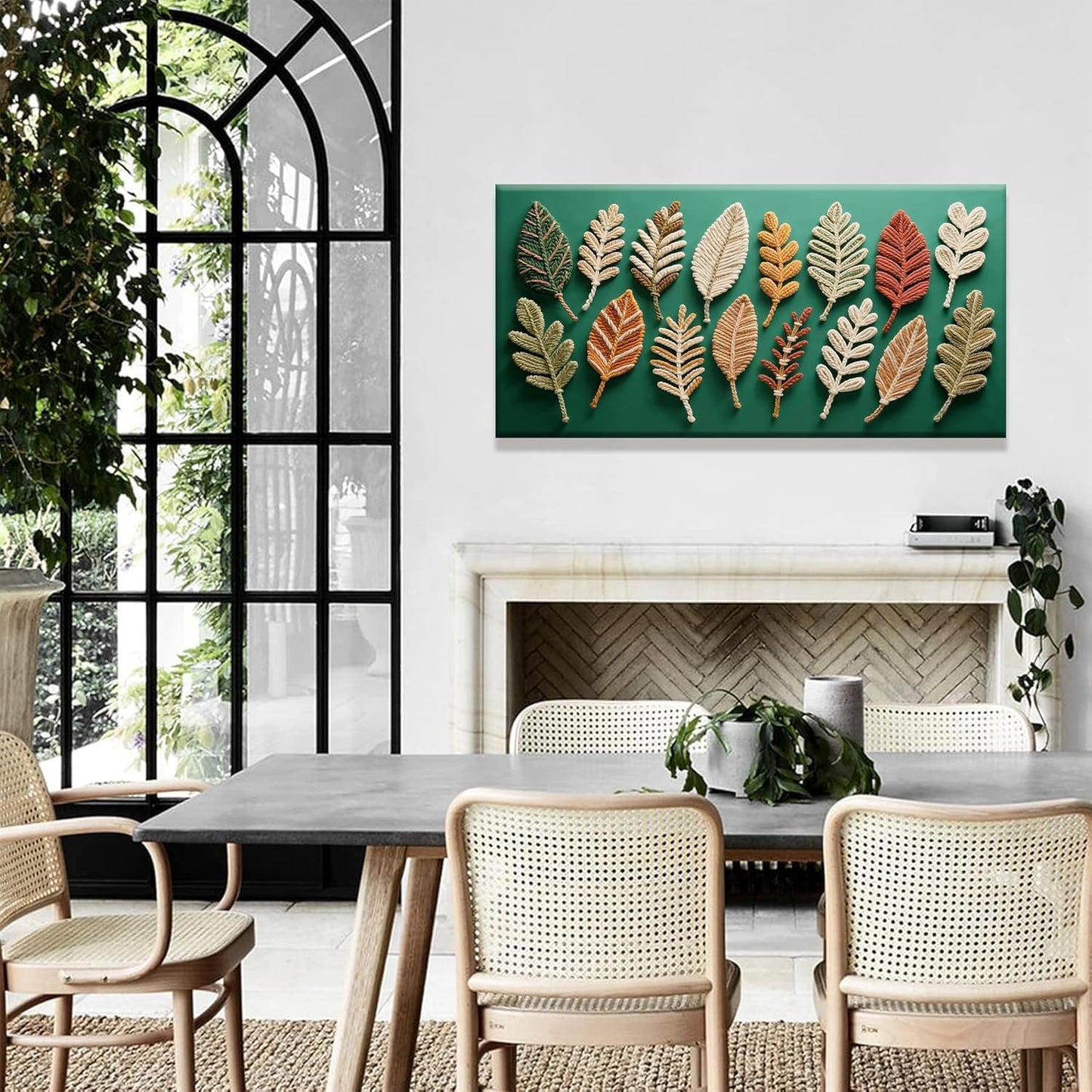 Tsomzxng Canvas Art Wall Decor Modern Bohemian Feather Abstract Art Decor Paintings Boho Wall Art Prints Green Wall Art Pictures For Bedroom Kitchen Office Home Decoration 20" × 40"