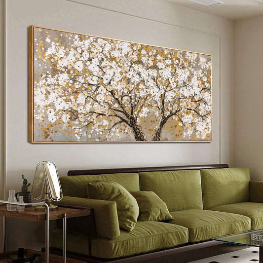 Canvas Oversized Wall Art Decor Large Wall Art For Living Room Framed Yellow Wall Art Prints Tree of Life Wall Art Canvas Art Wall Decor Artwork For Walls Modern Bedroom Office Decor 29"x58"