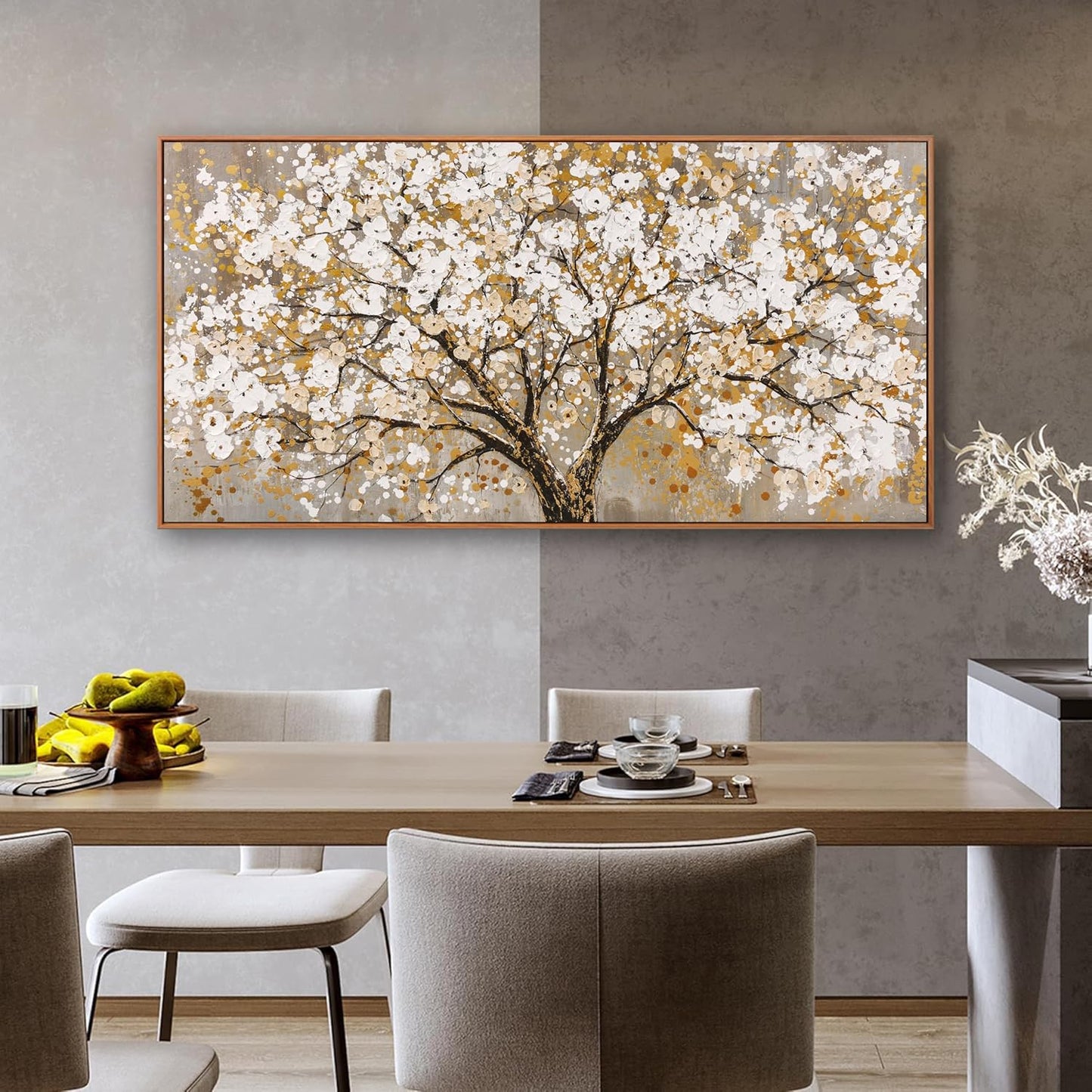 Wall Art Gold Nature Tree Of Life Abstract Canvas Painting Picture Modern Wall Art Print Landscape Artwork Framed For Living Room Bedroom Bathroom Office Home Decor 24" X 48"Painting