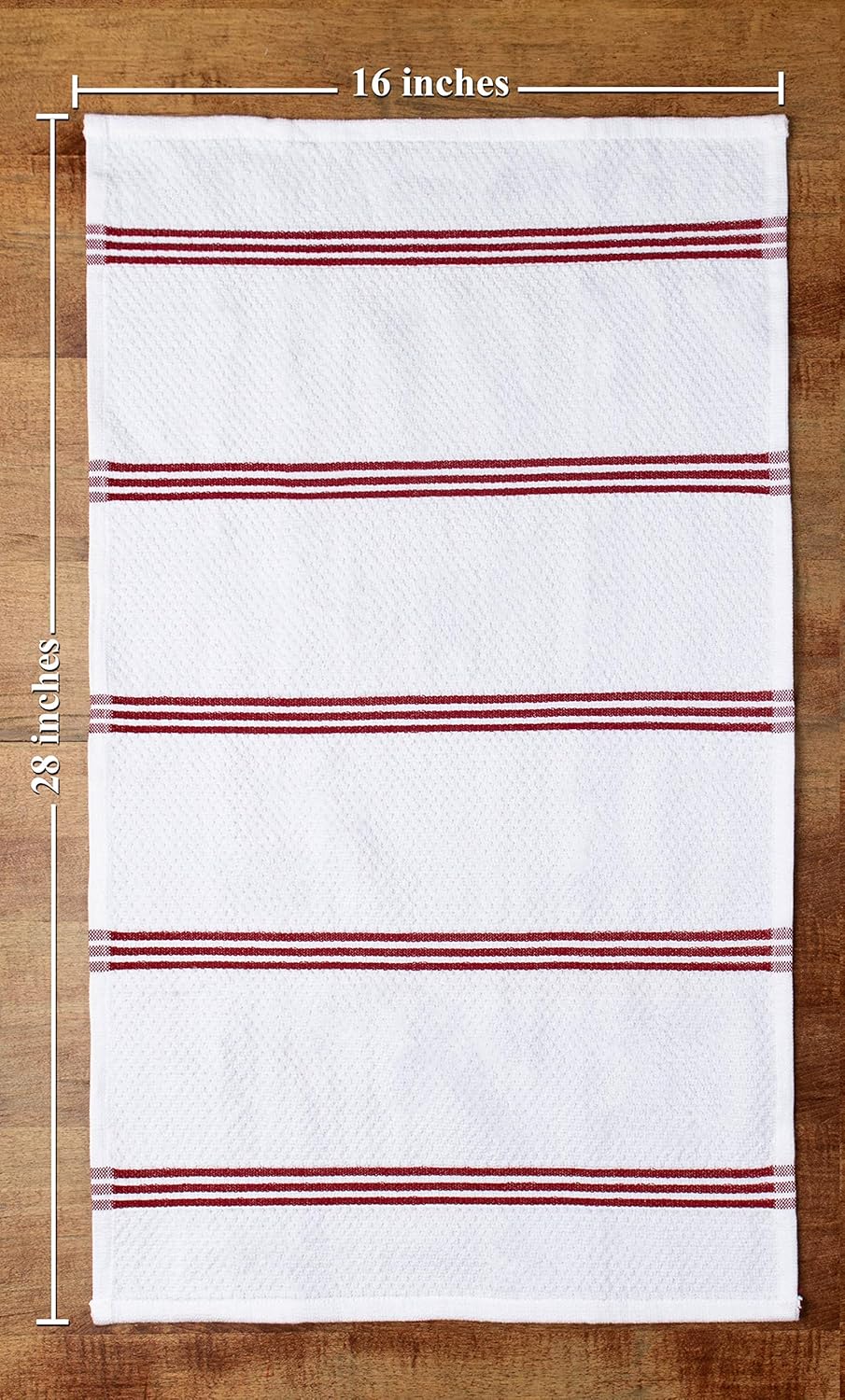 Sticky Toffee Cotton Kitchen Towels Set of 4 – Red and White Dish Towels 28x16 in, Reusable and Absorbent Tea Towels for Drying or Cleaning, Oeko-Tex Cotton