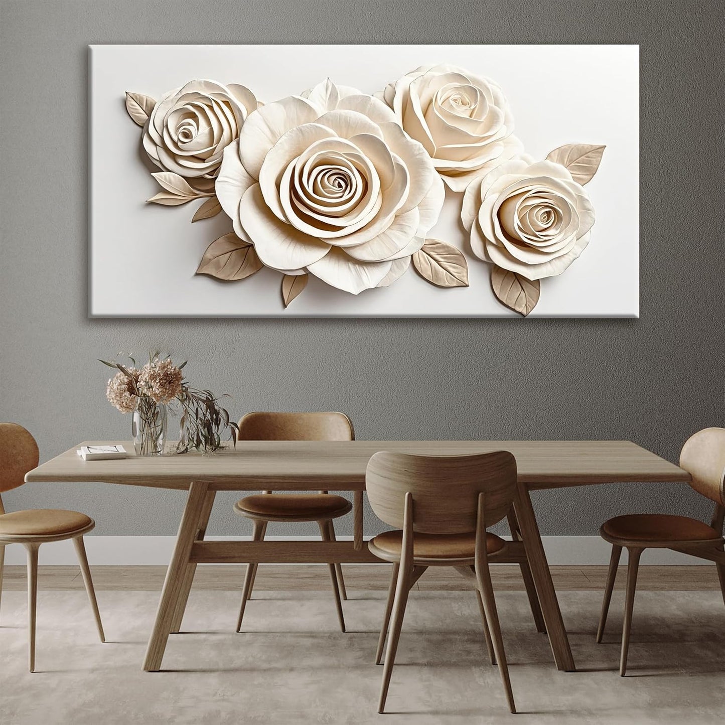 Canvas White Wall Art Living Room Home Wall Decor Modern Canvas Art Wall Decor 29x58 Inches Large Flower Wall Art Elegant Picture For Bedroom Hotel Office Artwork