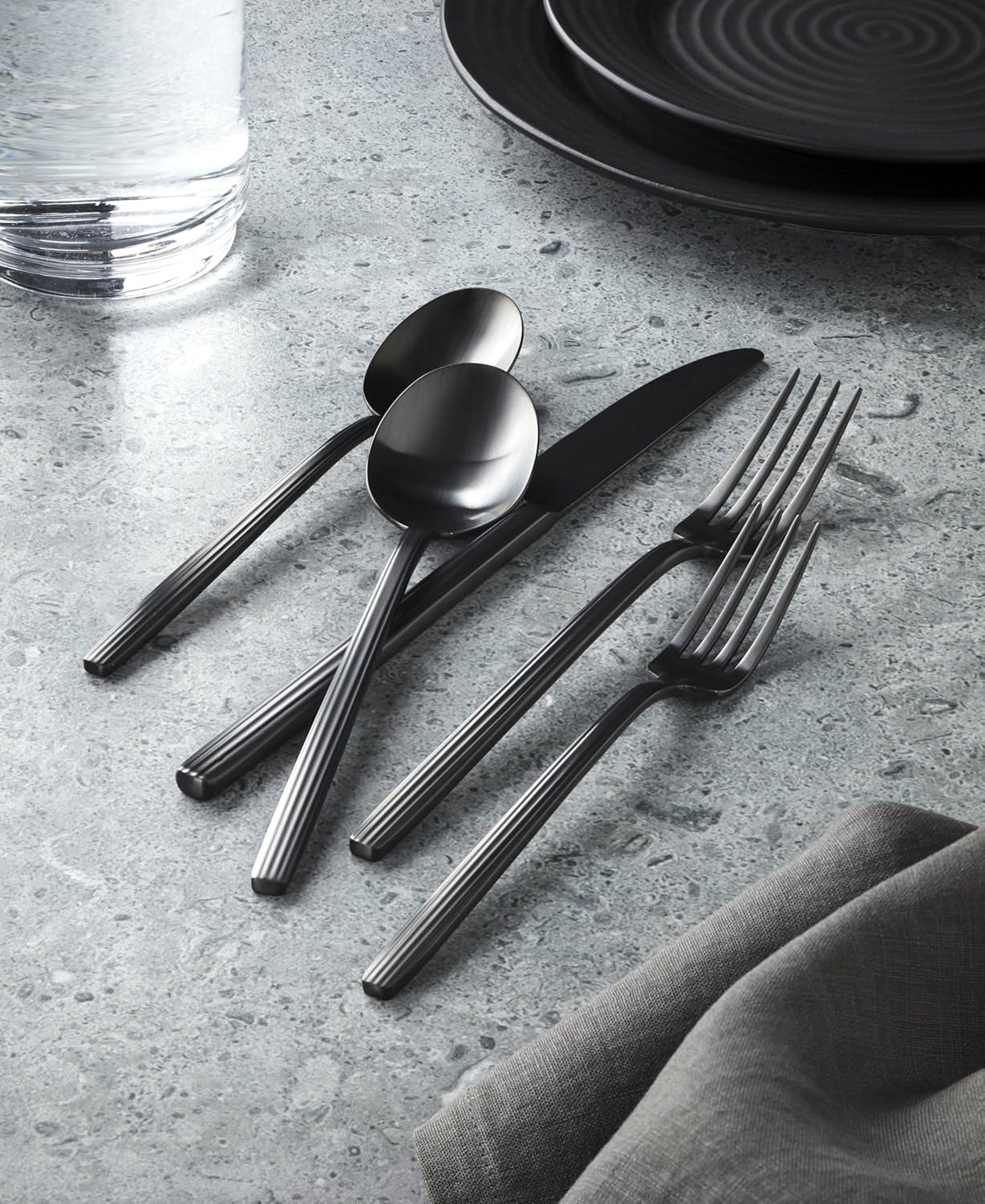 Oneida 896761 Dean Satin Black 20 Piece Flatware Set