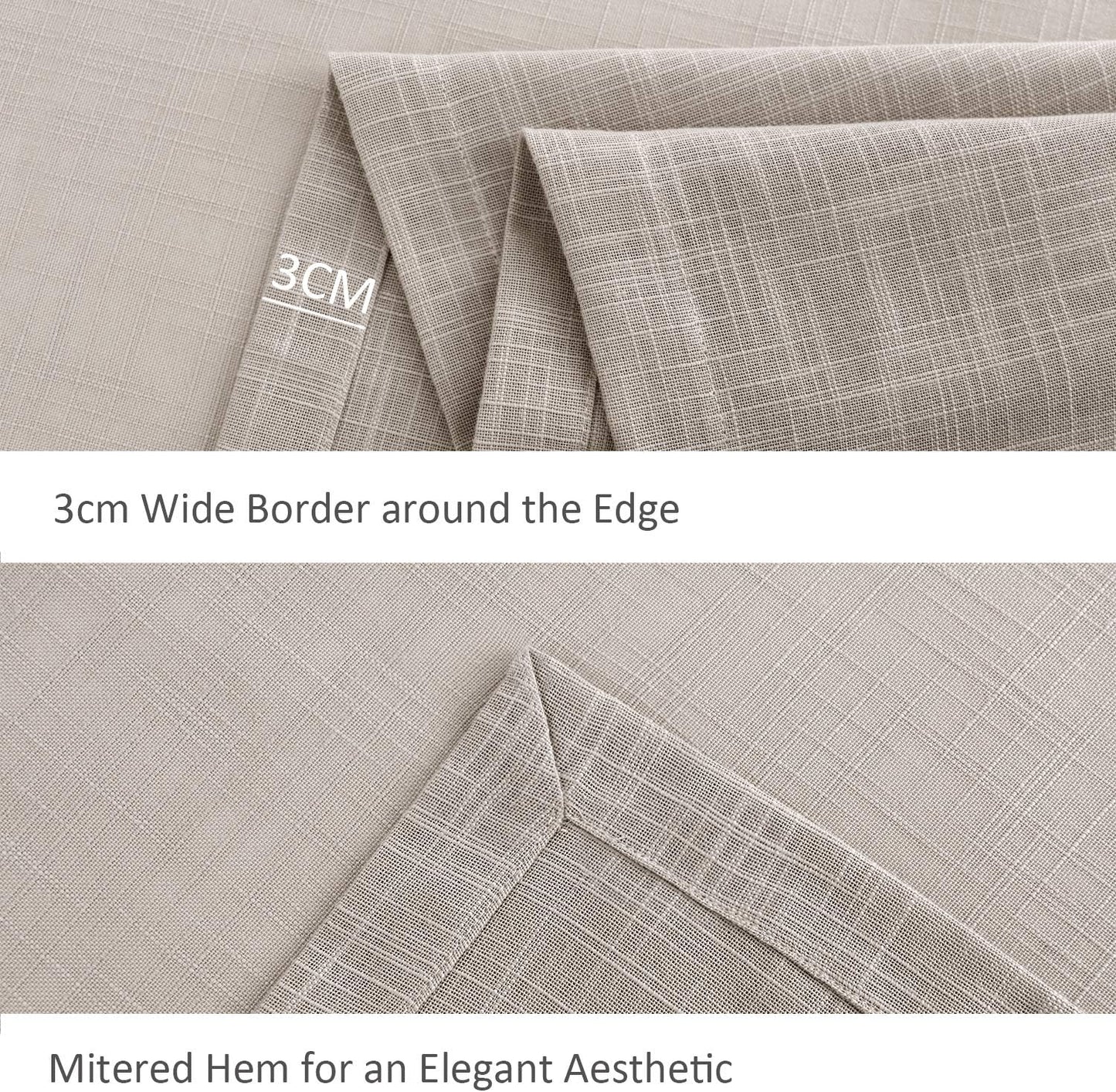 maxmill Lux Faux Linen Table Cloth with Slubby Texture Wrinkle Resistant Anti-Shrink Soft Tablecloth for Kitchen Dining Tabletop for Buffet Banquet Parties Event Dinner Rectangle 52 x 70 Inch Natural