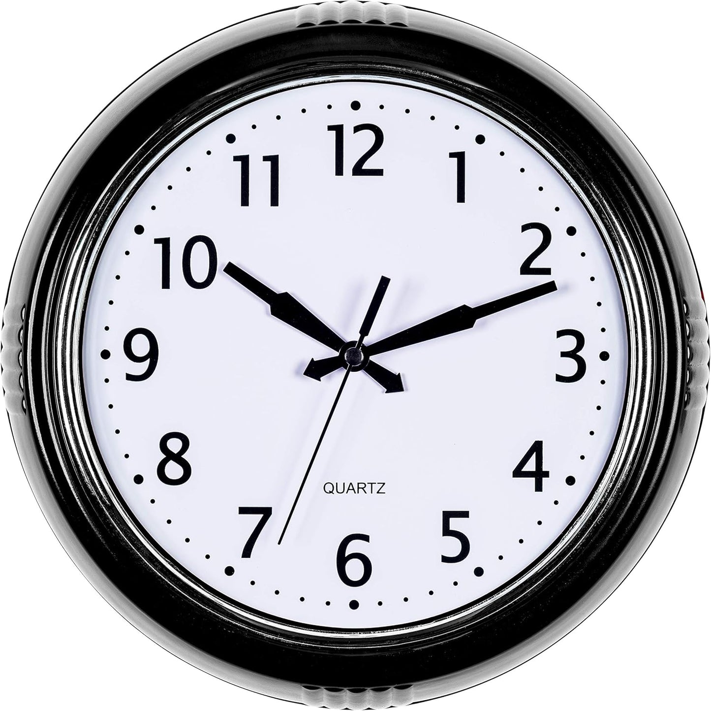 Bernhard Products Black Wall Clock Retro Silent Non Ticking 12 Inch Round Battery Operated Quality Quartz Easy to Read for Home Kitchen Office Classroom School Clocks Sweep Movement Vintage Décor
