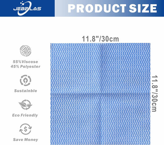 JEBBLAS Handi Wipes Reusable Cloths Dry Cleaning Cloths Dish Towel Kitchen Towel Handy Cleaning Wipes,Pack of 50, Blue