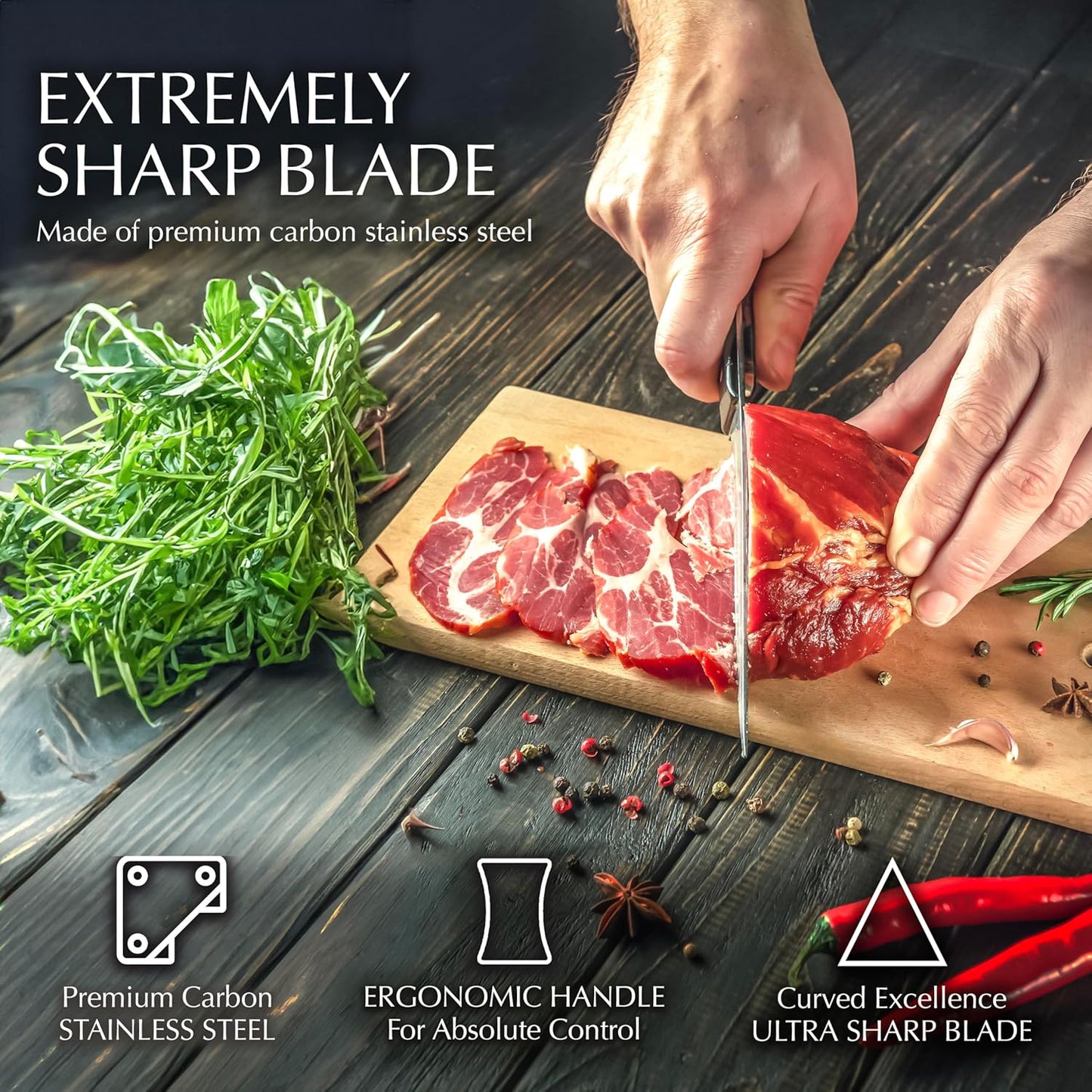 Moss & Stone 14 Pcs Knife Block Set Stainless Steel, Premium Forged Kitchen Knives Set with High-Carbon Blades, Ergonomic Handle, Sharp Blade, Rust Resistant, Modern Style for Home & Chef, Black