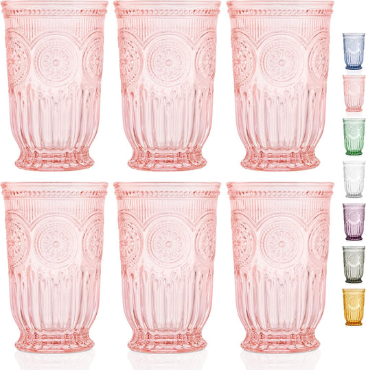 Yungala Pink Highball Tumblers set of 6 vintage glassware pink drinking glasses for lovers of colored glassware and colorful drinking glasses