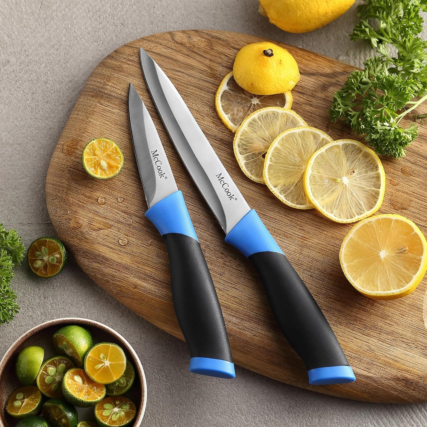 McCook® Knife Sets, German Stainless Steel Kitchen Knife Block Sets with Built-in Sharpener