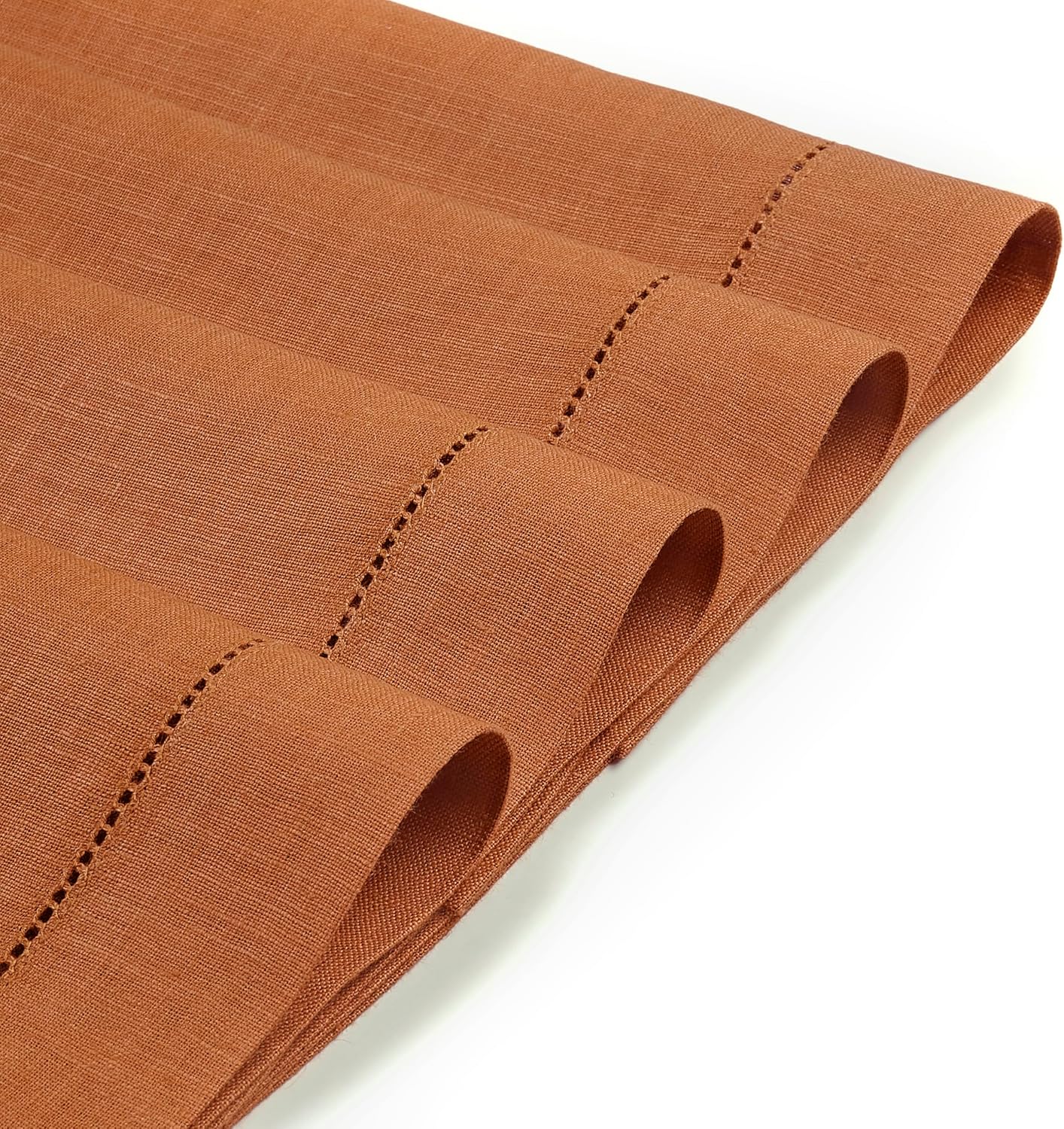 D'Moksha Homes Rust Linen Placemats Set of 4 - Classic Hemstitch Placemats 14 x 19 Inch - 100% Pure Linen Table Mats for Fall, Halloween - Handcrafted and Machine Washable