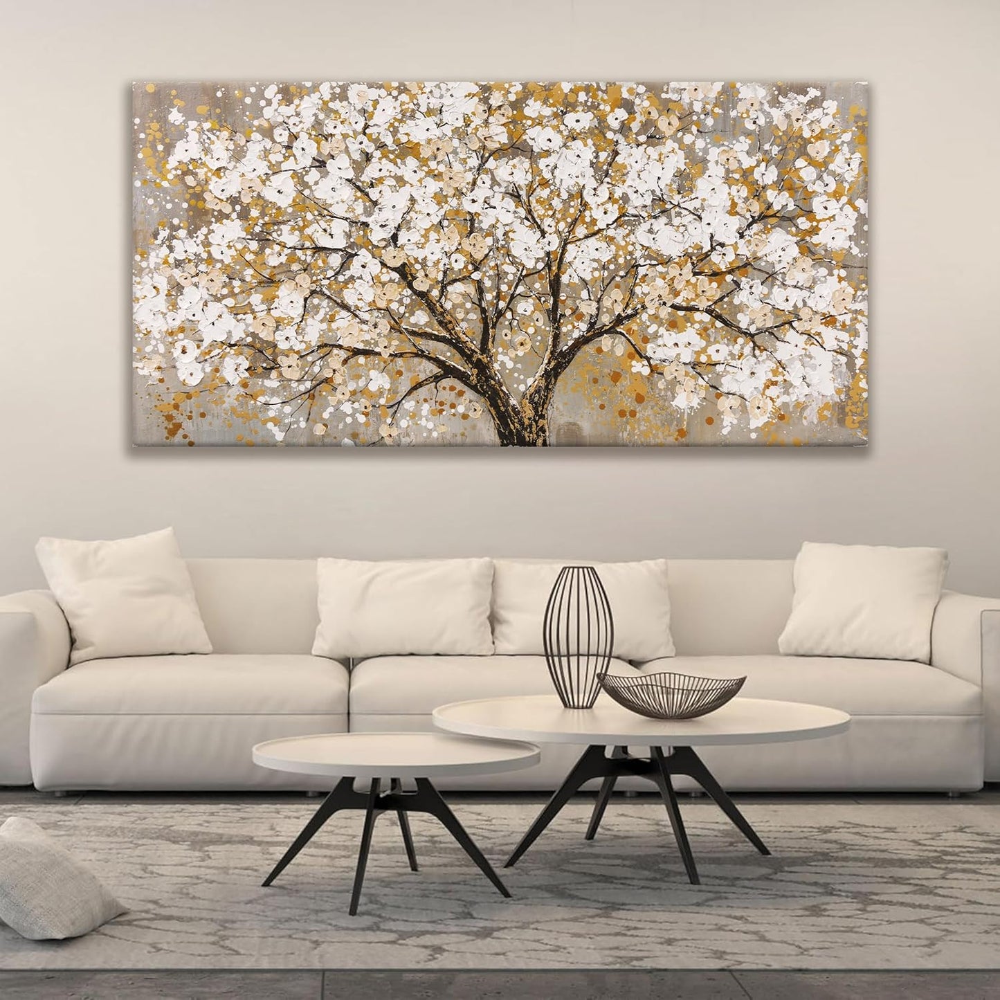 Large Wall Art For Living Room Gold Abstract Tree Of Life Modern Artwork Canvas Art Wall Decor Painting Tree Pictures Home Wall Decor Ready To Hang For Bedroom Decor 29" X 58"