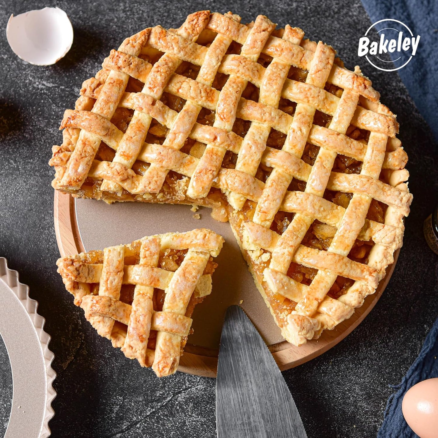 9-Inch Round Tart Pan with Loose Removable Bottom, Non-Stick Carbon Steel Quiche Pan for Oven Baking (Champagne Gold)