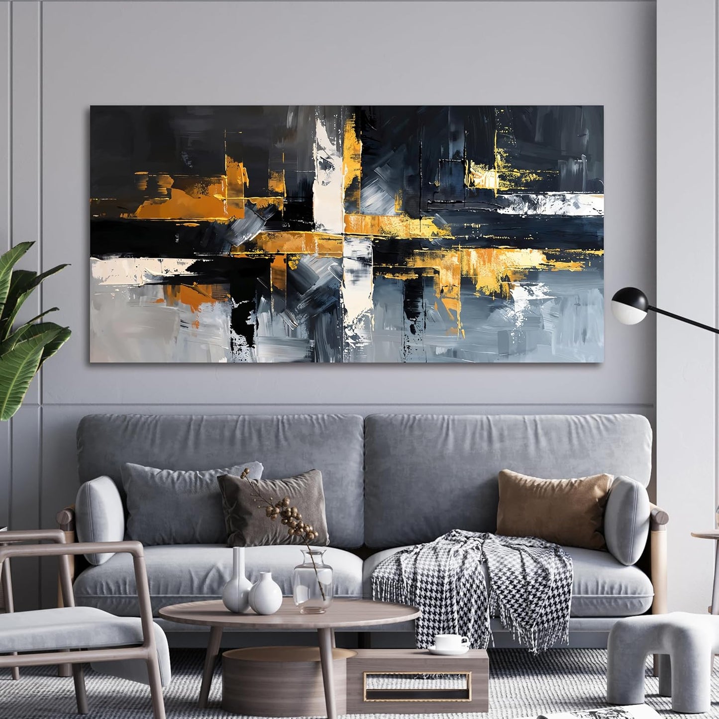 Large Canvas Wall Art Decor Oversized Gold Wall Art for Living Room Black and White Wall Art Prints Artwork for Walls Modern Abstract Art Abstract Canvas Art Wall Decor Bedroom Office Decor 29" X 58"
