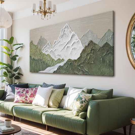 YISXINOAG Mountain Abstract Wall Art For Living Room Modern Canvas Art Wall Decor Print Green Wall Art Abstract Mountain Forest Landscapes Print Painting Ready To Hang Wall Pictures 24×48 In