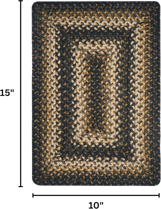 Homespice Kilimanjaro Premium Jute Braided Placemat Set of 4-10x15 Rectangular Black Reversible, Natural Jute Yarn Rustic, Country, Primitive, Farmhouse Style