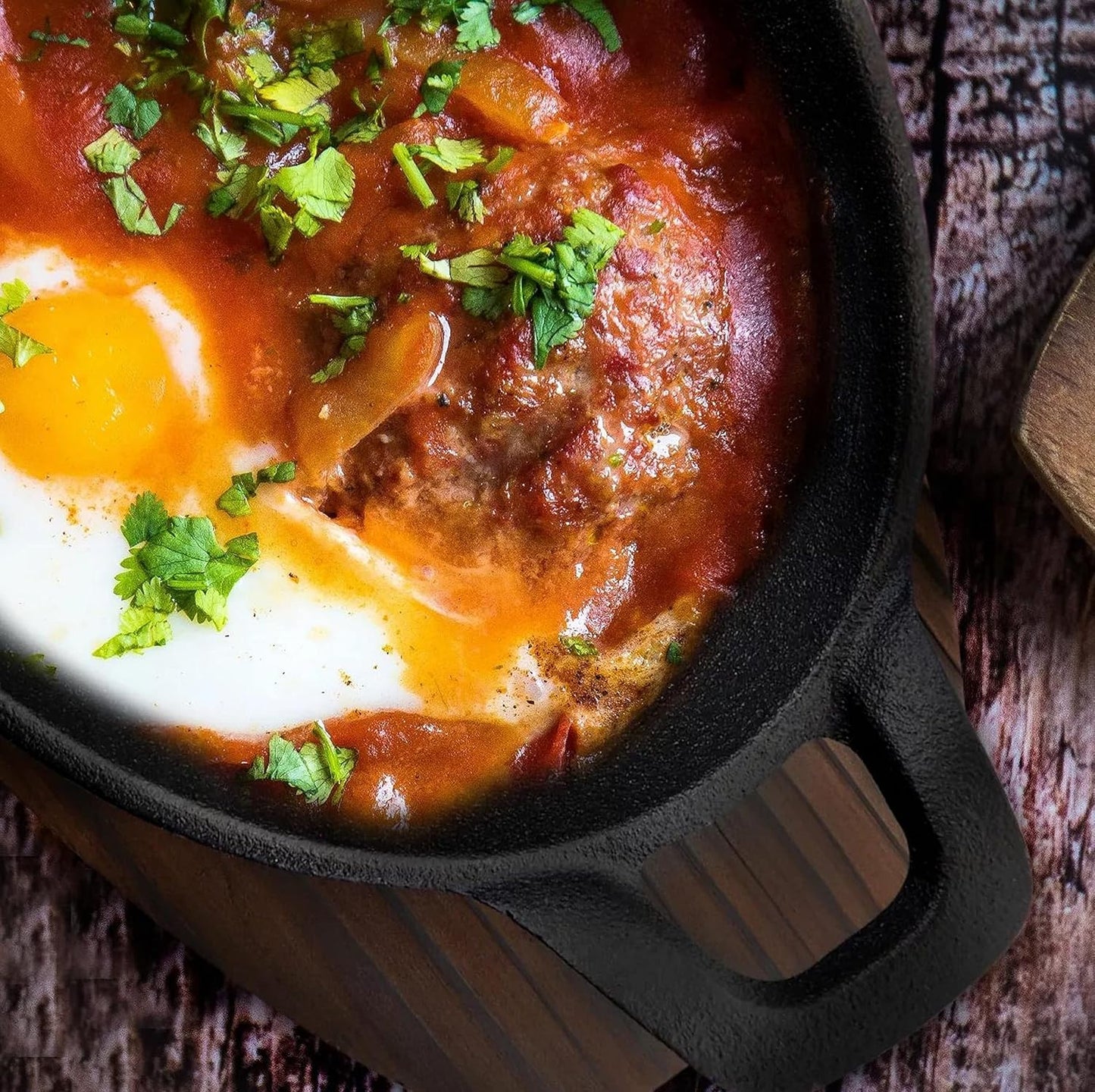 Bruntmor Mini Cast Iron Sizzler Plates Skillet Set Of 4. Oval Fajita Plate With Wooden Base/Pan Tray Serving Sizzling Dish And Fajitas, Hot Steak Skillet Dish Without Sinking (2 Sets)