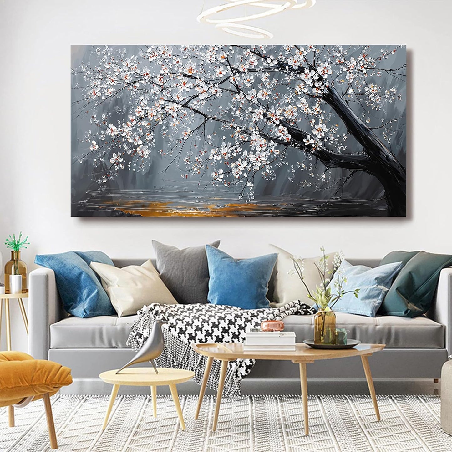 Large Canvas Wall Art Decor Modern Botanical Wall Art Prints Art Work For Flower Wall Decor 29"X 58" Artwork For Walls Black And White Floral Wall Art Pictures For Living Room Bedroom Office Decor