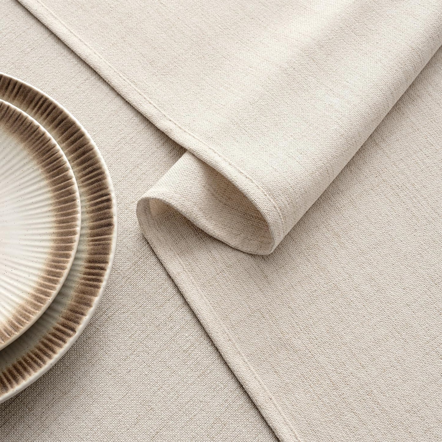 MIULEE Grayish White Linen Tablecloth 60x84 Inch Rectangle Table Cloth Waterproof,Stain Resistant & Wrinkle Resistant for Dining Party Wedding