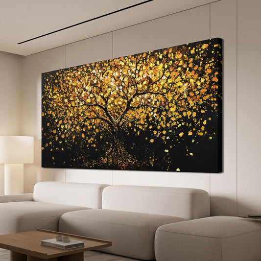 Canvas Wall Art Decor Canvas Modern Art Wall Decor Black and Gold Wall Art Decor Tree of Life Wall Art Pictures for Living Room Tree Wall Art Prints Art Work for Home Office Wall Decor 20" X 40"