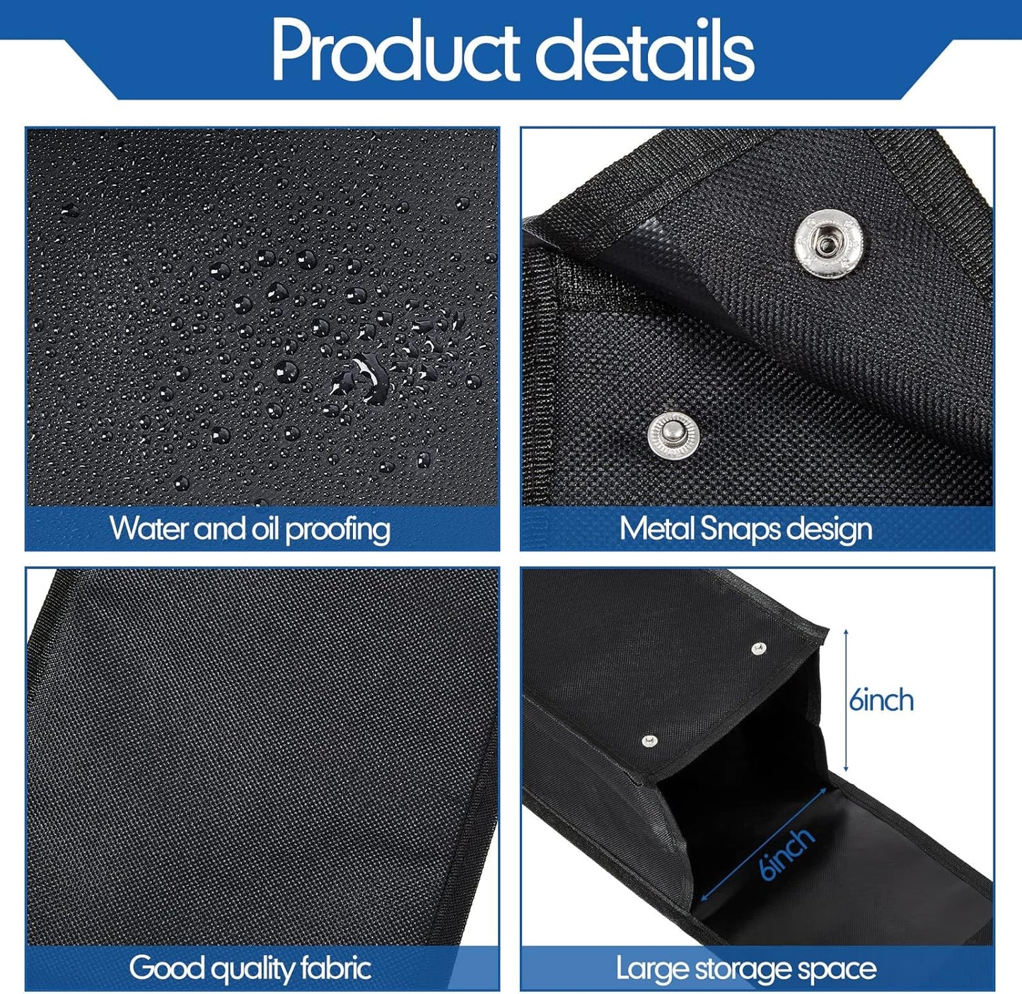 Grill Utensil Storage Bag BBQ Tool Storage Bags Barbecue Hardware Tool BBQ Utensil Holder Pouch Oxford Cloth Accessory Foldable for Camping Hiking(2 Pcs,Black)