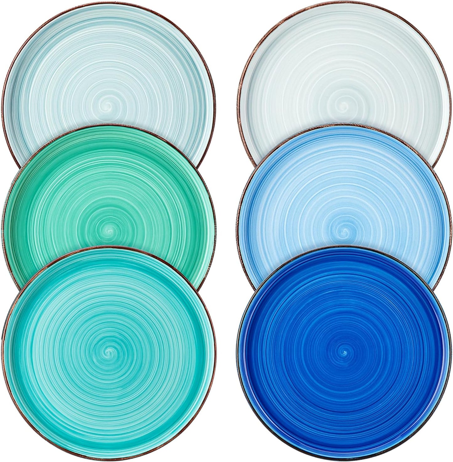 vancasso Bonita 8.5 inch Salad Plates, Ceramic Small Dinner Plates Set, Dessert Plates Set of 6, Microwave,Oven and Dishwasher Safe, Blue