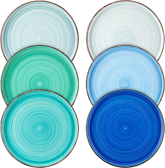 vancasso Bonita 8.5 inch Salad Plates, Ceramic Small Dinner Plates Set, Dessert Plates Set of 6, Microwave,Oven and Dishwasher Safe, Blue