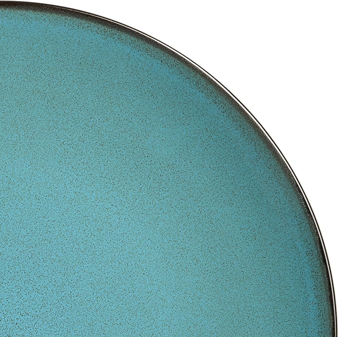 Gibson Elite Soho Lounge 16-Piece Round Reactive Glaze Stoneware Dinnerware Set, Service for 4 – Teal Plates and Bowls