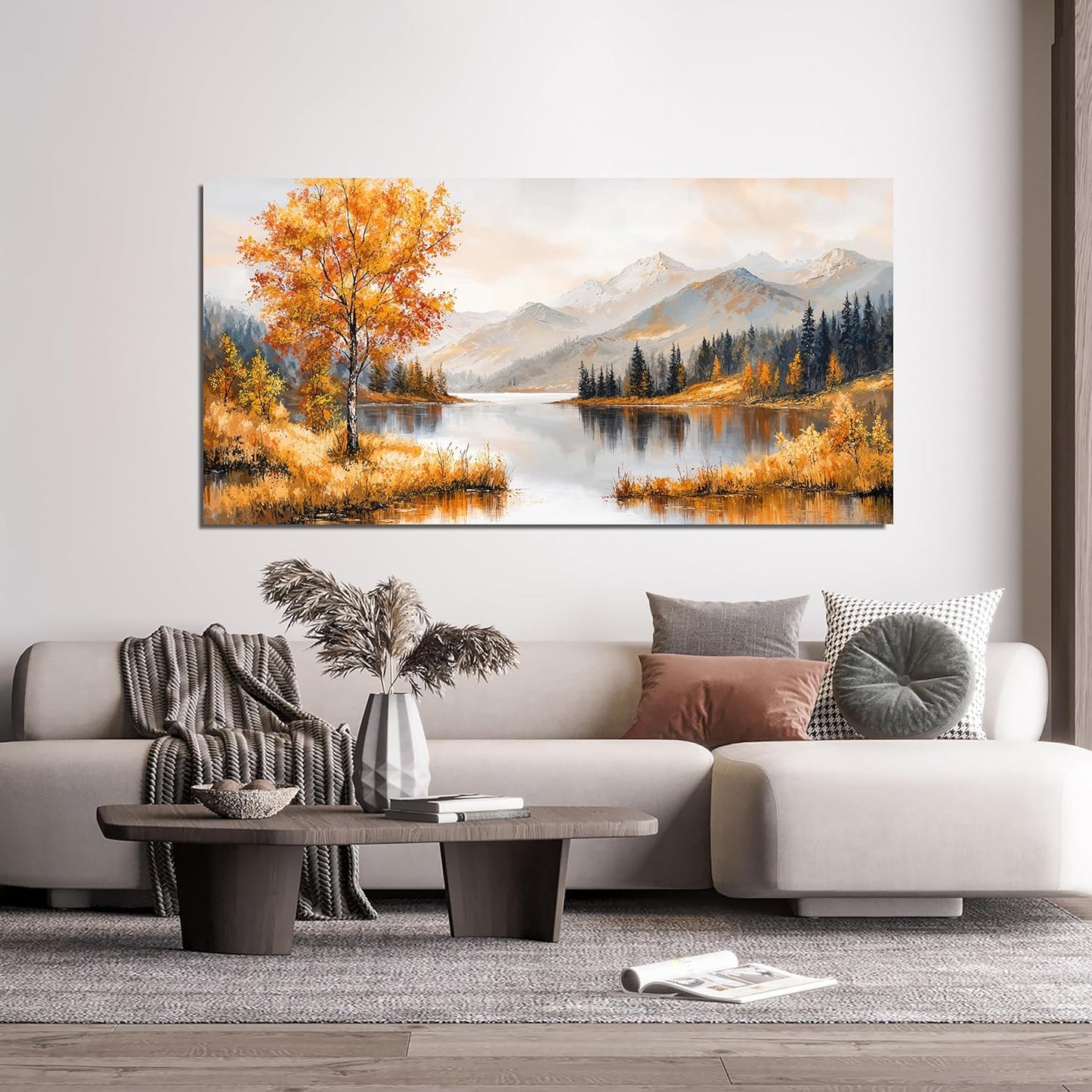 Large Wall Art Decor Art Work for Wall Decor Yellow Botanical Wall Art Prints Vintage Landscape Wall Art Decorations Lakeside Art Work for Walls Home Bedroom Ofiice Decor Aesthetic 24" X 48"