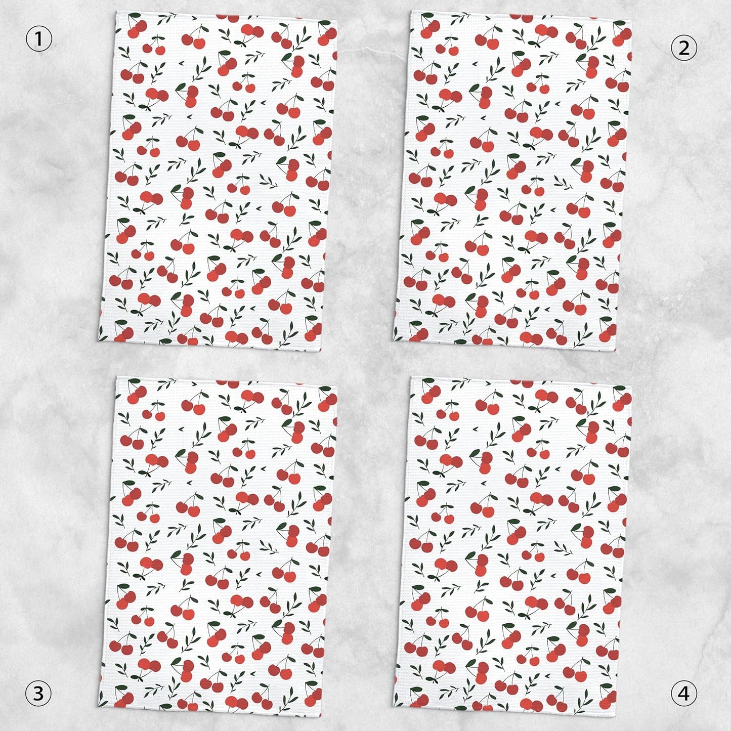 Cherry Decor Kitchen Towels Set of 4, Cherry Hand Towels Dish Towels for Kitchen Bathroom Decor, Fruit Lover Gifts, 16x24 Inches
