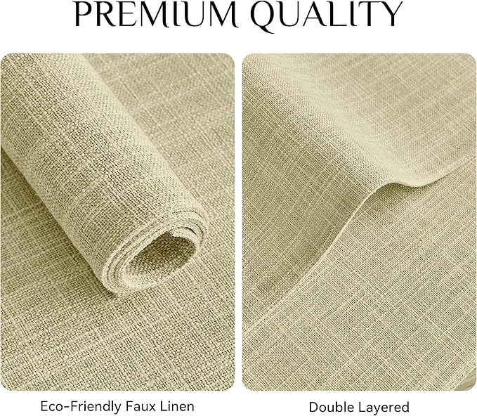 Softalker Faux Linen Placemats Set of 12-12 x 18 Inch, Heat Resistant Double Layered Durable Burlap Farmhouse Place Mats, Non-Slip Washable Rustic Table Mats for Dining, Kitchen, Party（Light Linen