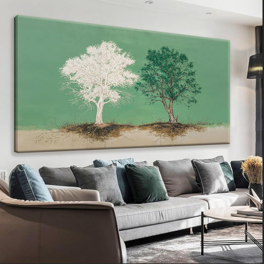Large Canvas Art Wall Decor Pure White And Green Tree Of Life Wall Art Decoration Modern Home Wall Decor Abstract Wall Art For Living Room Bedroom Kitchen Office 29x58 Inch