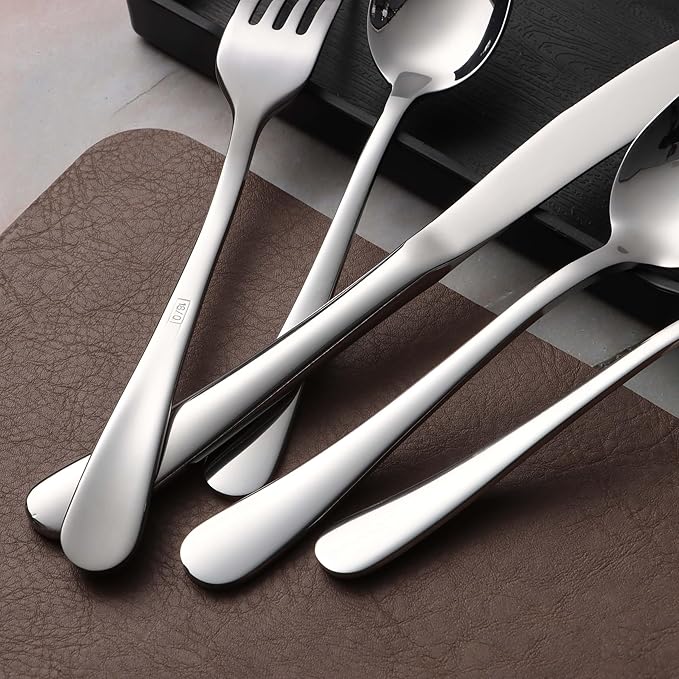 Onader 60 Piece Heavy Duty Flatware Set, Stainless Steel Silverware Cutlery Set for 12