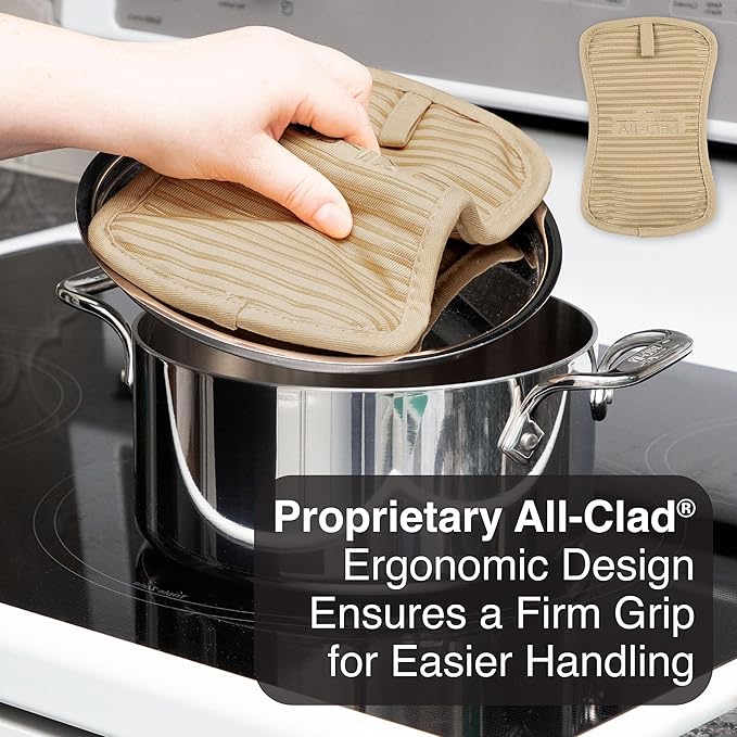 All-Clad Premium Pot Holder & Hot Pad: Heat Resistant to 500 Degrees - 100% Cotton, 10"x6.25" Hot Pad for Kitchen and Barbeque, (1-Pack), Cappuccino