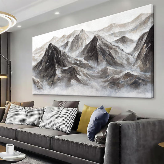 QSQ Large Abstract Wall Art For Living Room Canvas Art Wall Decor Bedroom Office Decor Abstract Mountain Landscapes Grey White Wall Art Painting Abstract Art Prints Home Wall Art 29 × 58 In