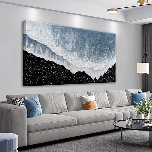 Canvas Wall Art Decor Modern Large Wall Art For Living Room Blue Beach Wall Art Prints Black and White Wall Art Decor Wall Pictures Canvas Art Work For Bedroom Office Kitchen Wall Decor 20"x40"