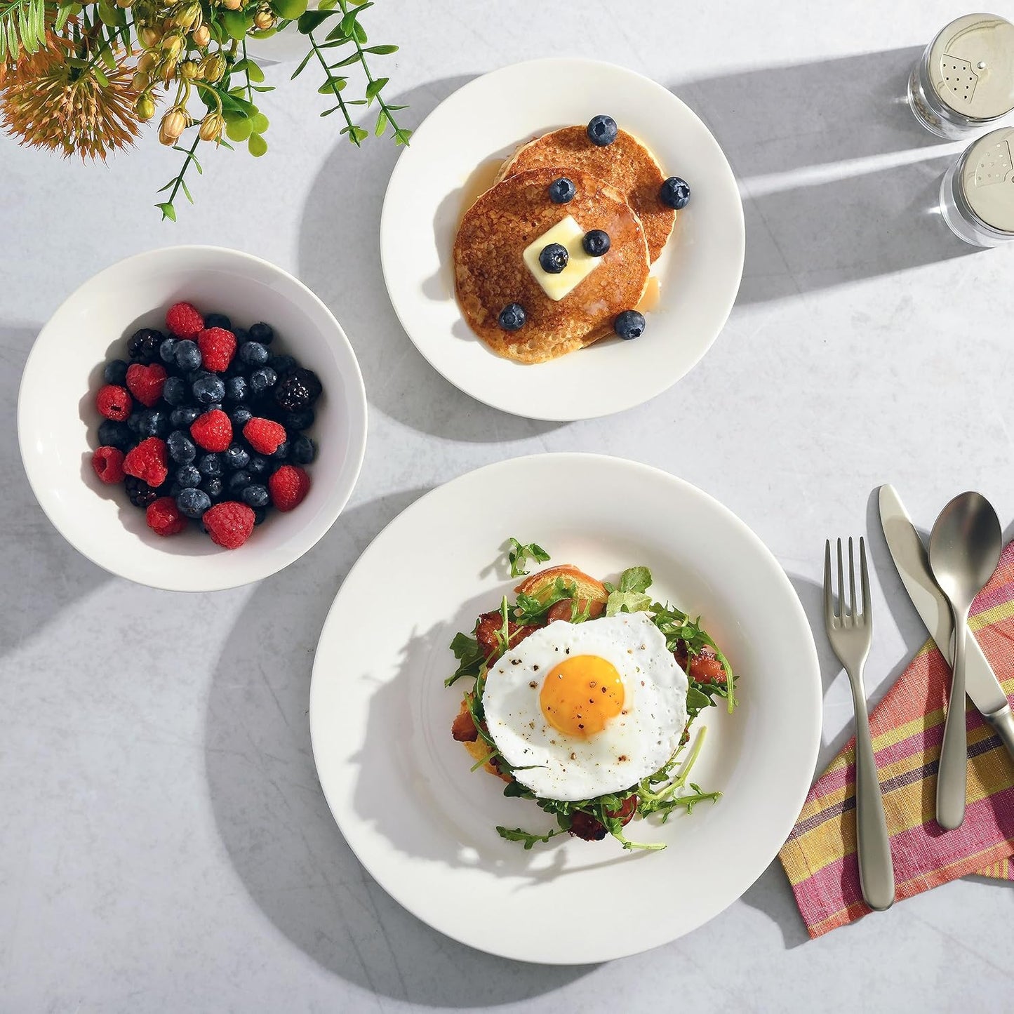 Gibson Home Zen Buffet Round 12 Piece Porcelain Chip and Scratch Resistant Dinnerware Plates and Bowls Set, Scratch & Chip Resistant