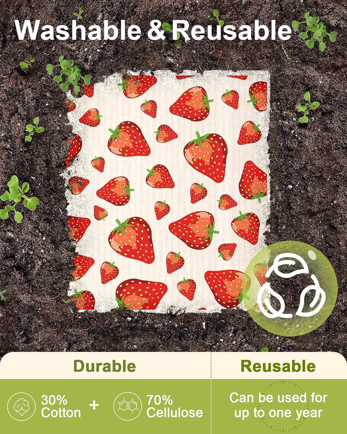 6 Pack Swedish Dishcloths for Kitchen - Reusable Dish Cloths for Washing Dishes Absorbent Cute Funny Kitchen Towels Cleaning Sponge, Lemon Fruit