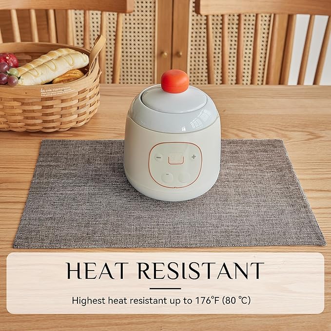 Softalker Faux Linen Placemats Set of 4-12 x 18 Inch, Heat Resistant Double Layered Durable Burlap Farmhouse Place Mats, Non-Slip Washable Rustic Table Mats for Dining, Kitchen, Party,Natural Linen