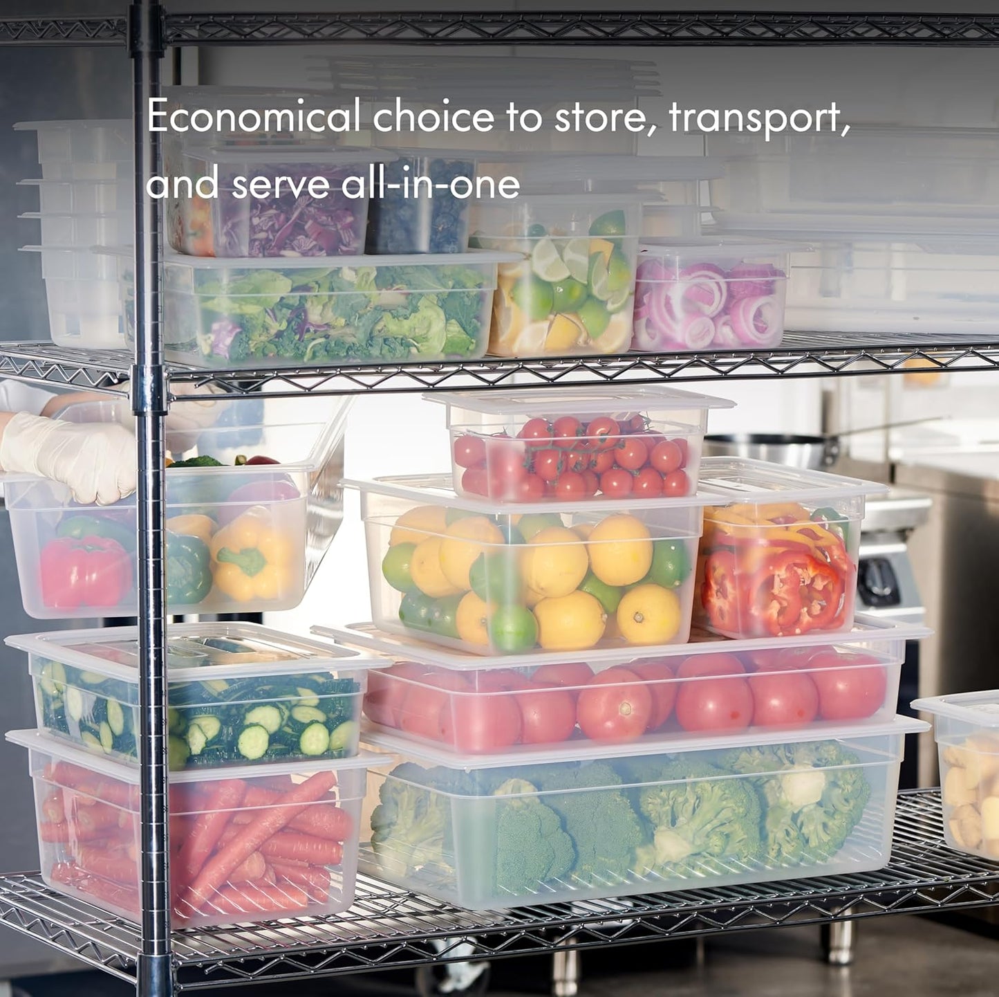 CURTA 6-Pack 1/9 Size 4" Deep Food Pan with Handled Lid – NSF Listed Commercial-Grade Translucent Polypropylene, Stackable Freezer-safe Storage for Restaurants, Catering & Buffets