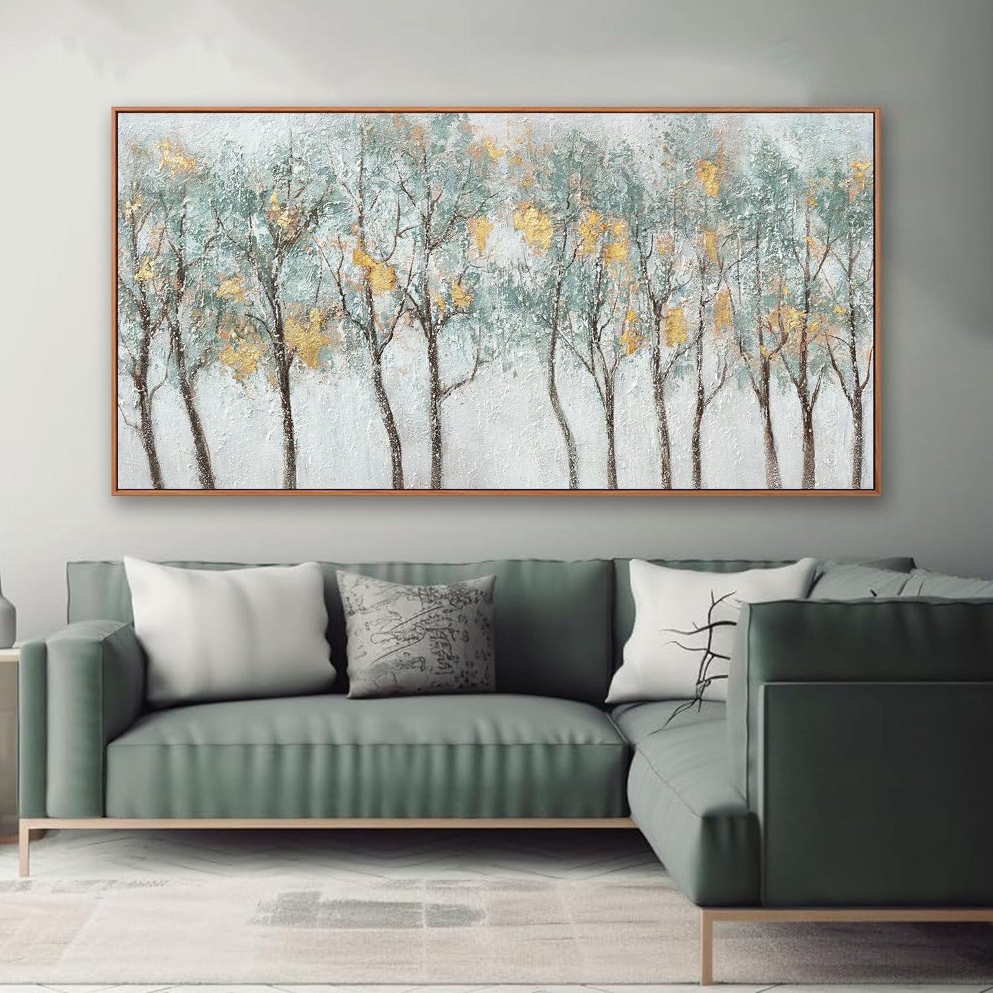 Wall Decor Green Canvas Wall Art Embellishments Plant Forest Abstract Tree Modern Artwork For Living Room Modern Canvas Prints Pictures Wall Artwork For Bedroom Home Hotel Office Decoration 30x60 Inch