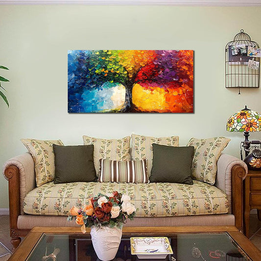 ZHAOSHOP Tree Wall Art for Living Room - Colorful Painting Wall Art for Bedroom - Home Office Decor Women Size 20" x 40"