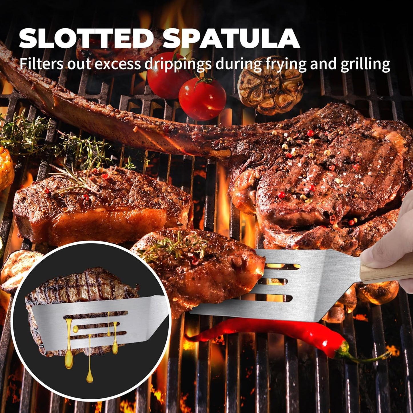 3 Pieces Stainless Steel Spatula Set,Metal Spatula for Cast Iron Skillet,Metal Spatula for Cooking with Wooden Handle,Metal Spatulas for kitchen use for Pancakes,Frying steak,Burger and Desserts