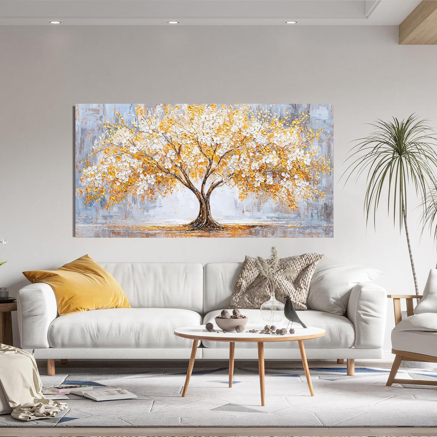 TAIJXAGSG Large Canvas Wall Art Decor Golden Tree of Life Wall Art Decor Bedroom Office Decor Modern Botanical Wall Art Prints Art Work For Wall Decor 24"X48"Tree Wall Art Pictures For Living Room