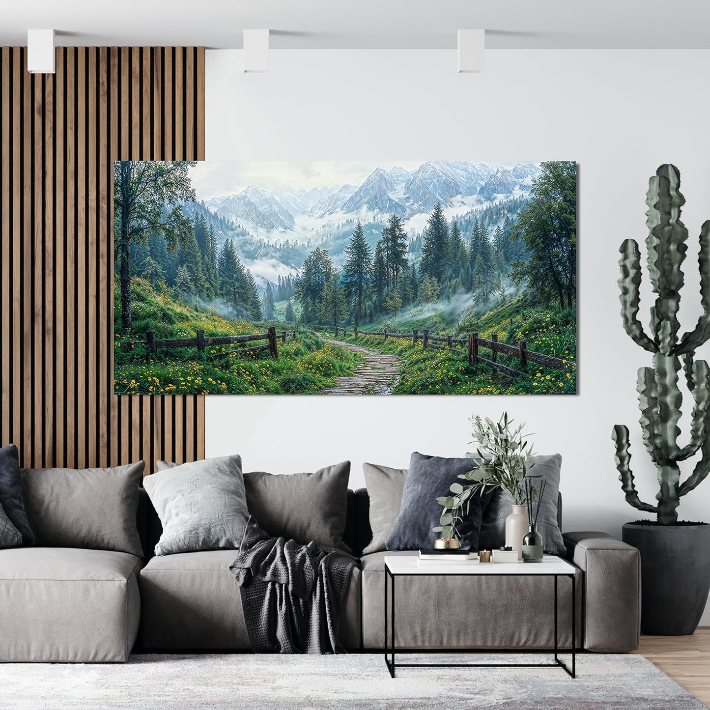 Canvas Wall Art Decor Canvas Art Wall Decor Modern Large Landscape Wall Art Wall Art Pictures for Living Room Large Artwork for Walls Green Forest Wall Art Prints Bedroom Office Decor 29" X 58"